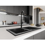 Zlewozmywak Granitowy Dwukomorowy Borys - Czarny