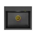 Zlewozmywak Granitowy Jednokomorowy EXCLUSIVE 55 - Czarny Nakrapiany - Syfon Złoty