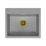 Zlewozmywak Granitowy Jednokomorowy EXCLUSIVE 55 - Szary - Syfon Złoty