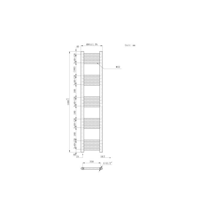 Grzejnik Dekoracyjny Łazienkowy BASIC Czarny 40x140