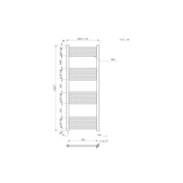 Grzejnik Dekoracyjny Łazienkowy BASIC Czarny 60x130